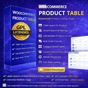 woocommerce product table, bulk order plugin, table layout, gpl plugin, wholesale plugin, woocommerce extension